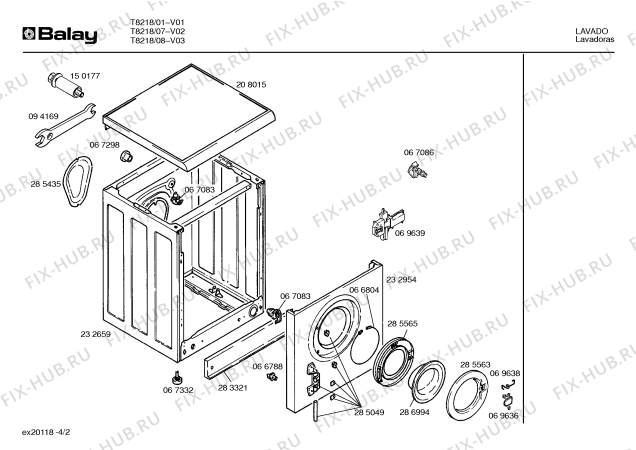 Взрыв-схема стиральной машины Balay T8218 SIWAMAT XL 53211 - Схема узла 02