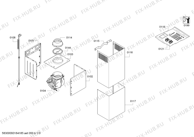 Схема №1 LC97KA532 Siemens с изображением Панель управления для вытяжки Siemens 00770856