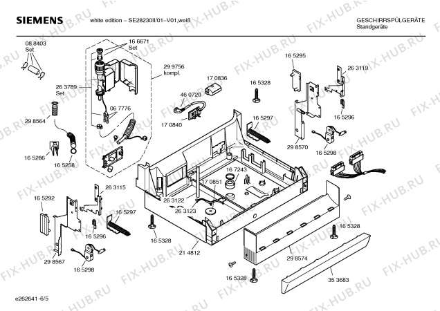 Взрыв-схема посудомоечной машины Siemens SE28230II white edition - Схема узла 05