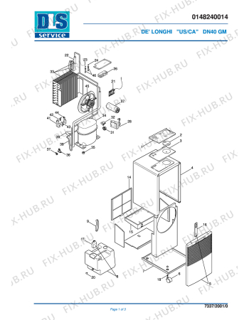 Схема №1 DE 50GM с изображением Ветродув для электроувлажнителя воздуха DELONGHI 5148002900