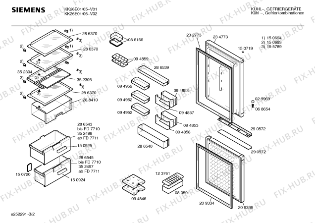 Схема №1 KK26E01 с изображением Дверь для холодильной камеры Siemens 00234773