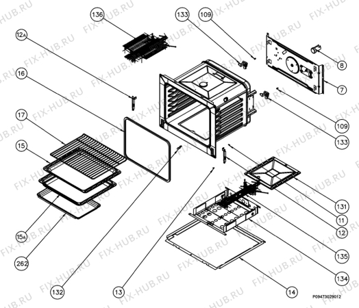 Взрыв-схема плиты (духовки) Faure CGL600W - Схема узла Section 3