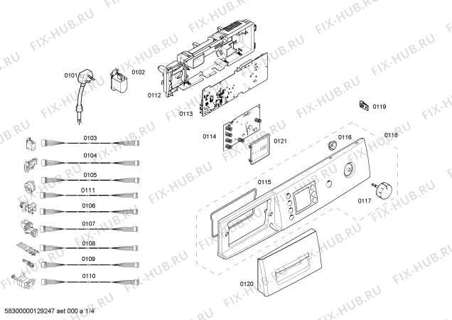 Схема №1 WAE2446SGB с изображением Панель управления для стиральной машины Bosch 00664240