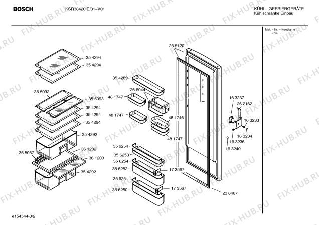 Взрыв-схема холодильника Bosch KSR38420IE - Схема узла 02