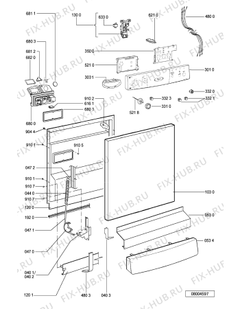 Схема №1 ADP 6516 WH с изображением Панель для посудомоечной машины Whirlpool 481245373399