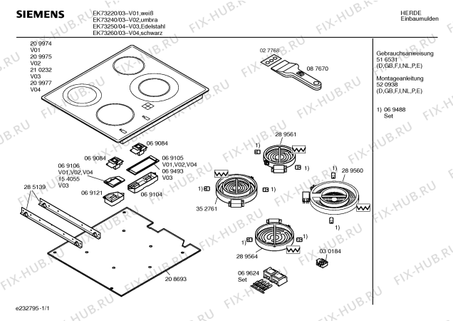 Схема №1 EK73240 с изображением Стеклокерамика для духового шкафа Siemens 00209975