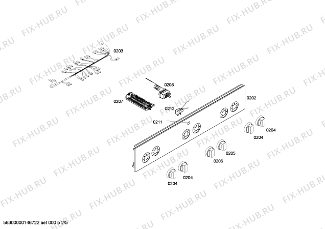 Взрыв-схема плиты (духовки) Siemens HR62W210T - Схема узла 02