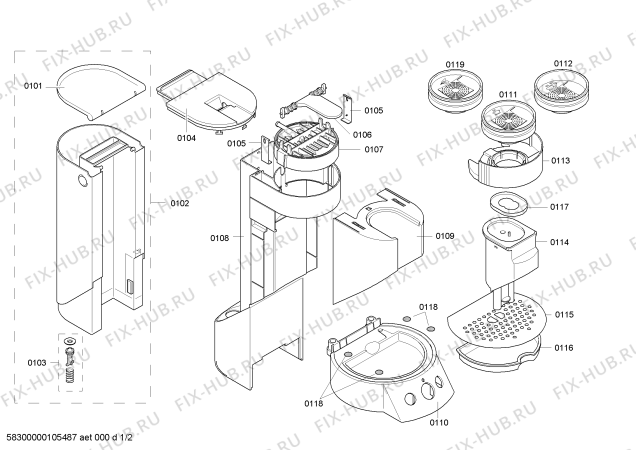 Схема №1 TKP3011FR Gustino с изображением Распределитель для кофеварки (кофемашины) Bosch 00497184