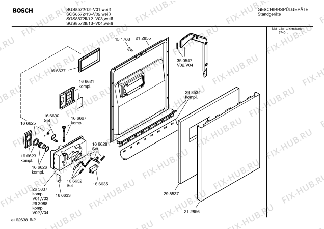 Схема №1 SGS8572 Exklusiv с изображением Инструкция по эксплуатации для электропосудомоечной машины Bosch 00520828