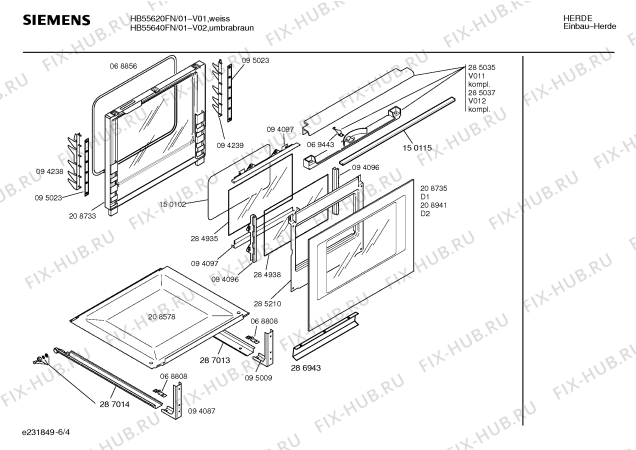 Взрыв-схема плиты (духовки) Siemens HB55620FN - Схема узла 04