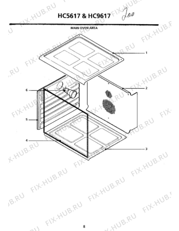 Взрыв-схема плиты (духовки) Zanussi HC5617 - Схема узла Oven