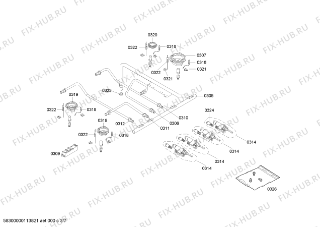 Взрыв-схема плиты (духовки) Bosch HSW745050N - Схема узла 03