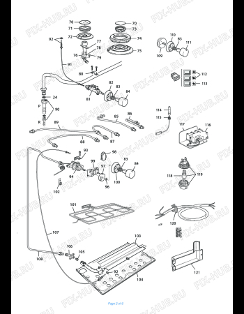 Взрыв-схема плиты (духовки) Elba MGI 965GB Termostato IMIT - Схема узла 2