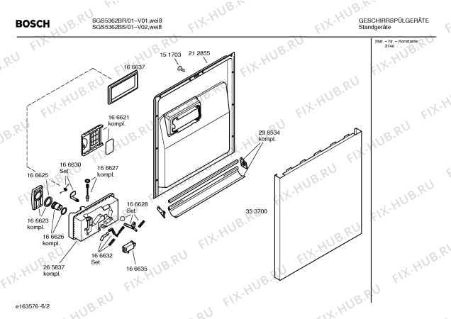 Взрыв-схема посудомоечной машины Bosch SGS5362BR - Схема узла 02