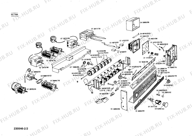 Взрыв-схема плиты (духовки) Siemens HU7406 - Схема узла 02