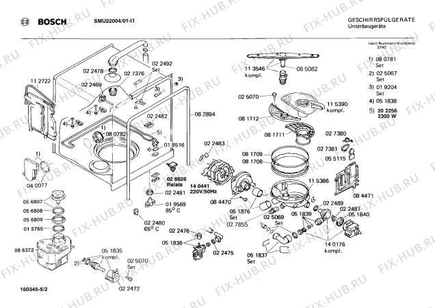 Взрыв-схема посудомоечной машины Bosch SMU22004 - Схема узла 02