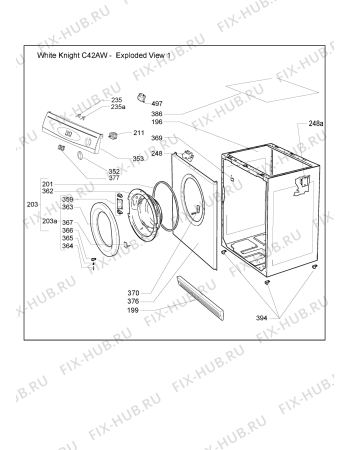 Схема №1 031242A15004-C42AW с изображением Декоративная панель для сушильной машины Whirlpool 480112100907