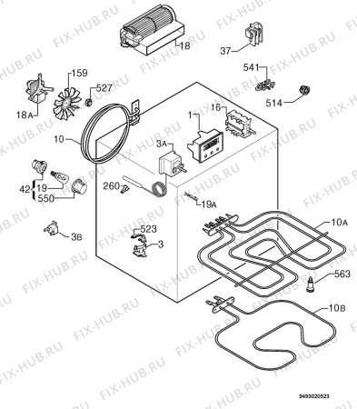 Взрыв-схема плиты (духовки) Zanussi ZOB893QX - Схема узла Electrical equipment 268