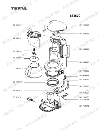 Схема №1 896707B с изображением Выключатель для кофеварки (кофемашины) Tefal SS-988464