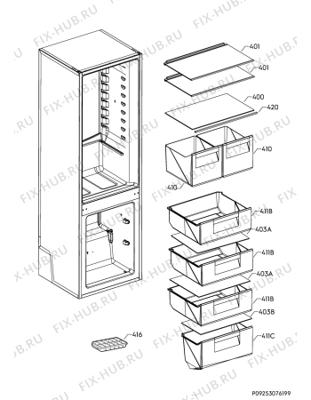 Взрыв-схема холодильника Zanussi ZBB27640SV - Схема узла Internal parts