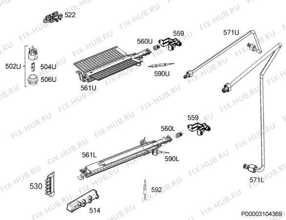 Взрыв-схема плиты (духовки) Electrolux EKG960108W - Схема узла Functional parts