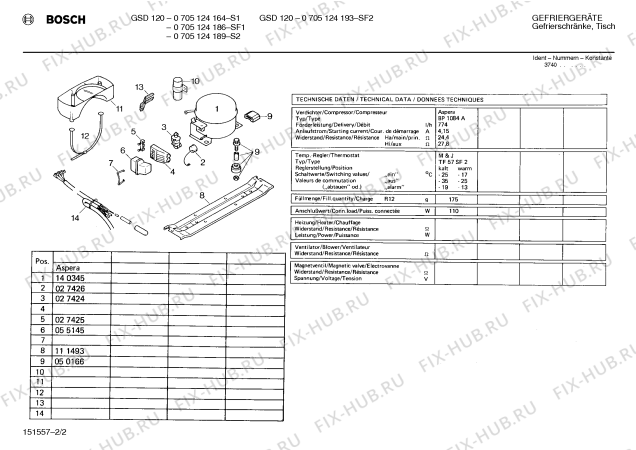 Взрыв-схема холодильника Bosch 0705124164 GSD120 - Схема узла 02
