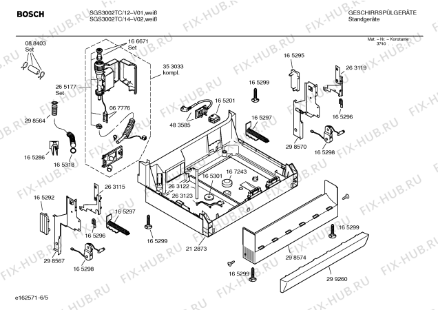 Взрыв-схема посудомоечной машины Bosch SGS3002TC - Схема узла 05