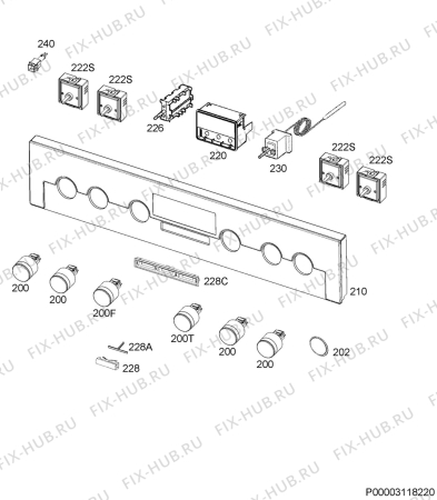 Взрыв-схема плиты (духовки) Aeg ECS45121CM - Схема узла Command panel 037