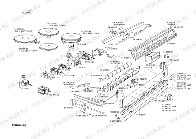 Взрыв-схема плиты (духовки) Siemens HL744021 - Схема узла 02