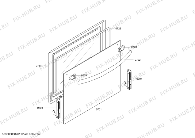 Взрыв-схема плиты (духовки) Bosch HSW422020L - Схема узла 07