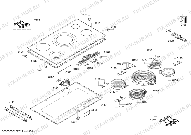 Схема №1 3EB729F с изображением Модуль управления для плиты (духовки) Bosch 00673176