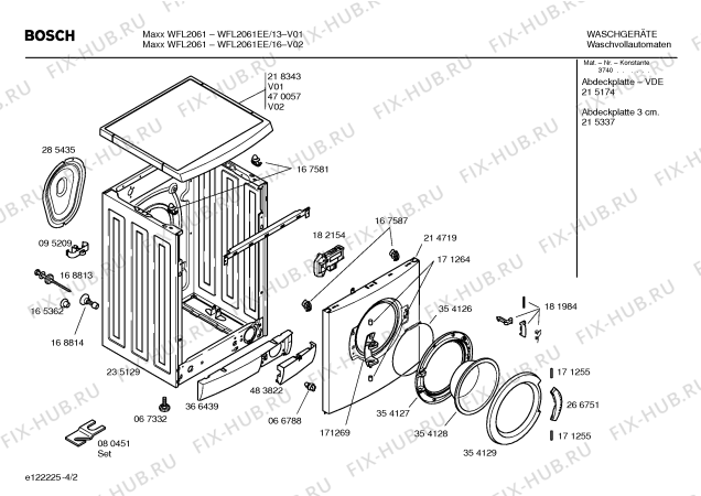 Взрыв-схема стиральной машины Bosch WFL2061EE BOSCH Maxx WFL 2061 - Схема узла 02