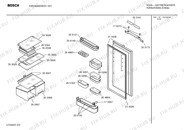 Взрыв-схема холодильника Bosch KIR18440GB - Схема узла 02