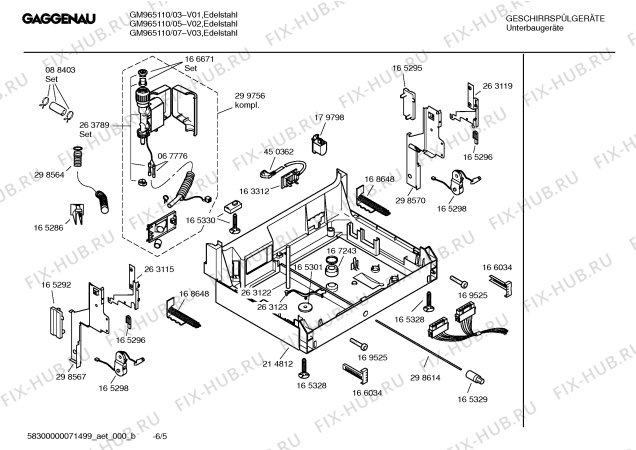 Взрыв-схема посудомоечной машины Gaggenau GM965110 - Схема узла 05