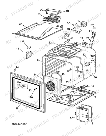 Взрыв-схема плиты (духовки) Rosenlew RMK6220 230V - Схема узла H10 Main Oven Cavity (large)