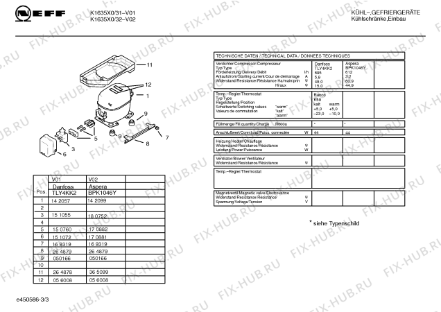 Взрыв-схема холодильника Neff K1635X0 - Схема узла 03