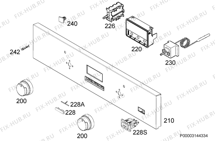 Взрыв-схема плиты (духовки) Electrolux EOA3404AAX - Схема узла Command panel 037