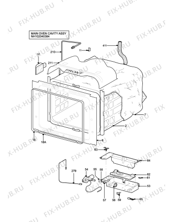 Взрыв-схема плиты (духовки) Zanussi ZCG7701XN - Схема узла H10 Main Oven Cavity (large)