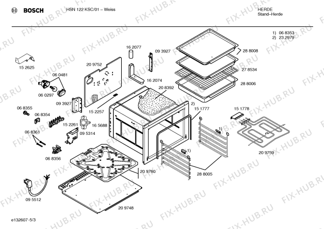 Взрыв-схема плиты (духовки) Bosch HSN122KSC - Схема узла 03