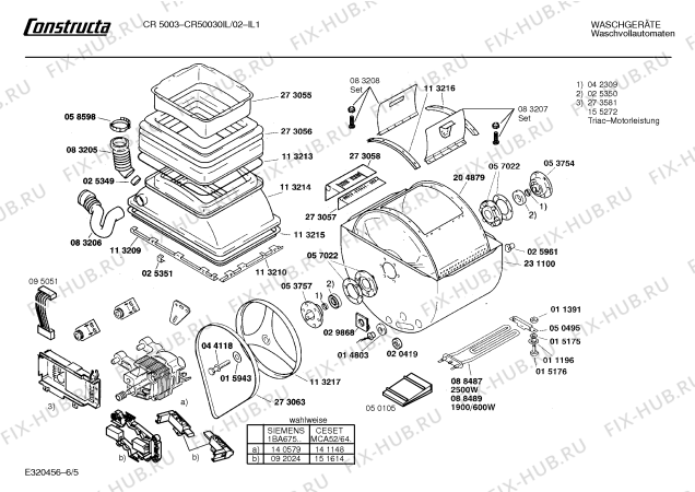Взрыв-схема стиральной машины Constructa CR50030IL CR5003 - Схема узла 05