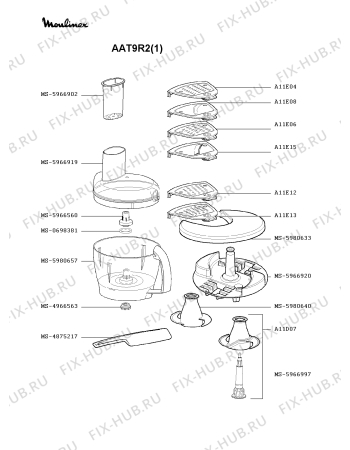 Взрыв-схема кухонного комбайна Moulinex AAT9R2(1) - Схема узла CP000350.4P3