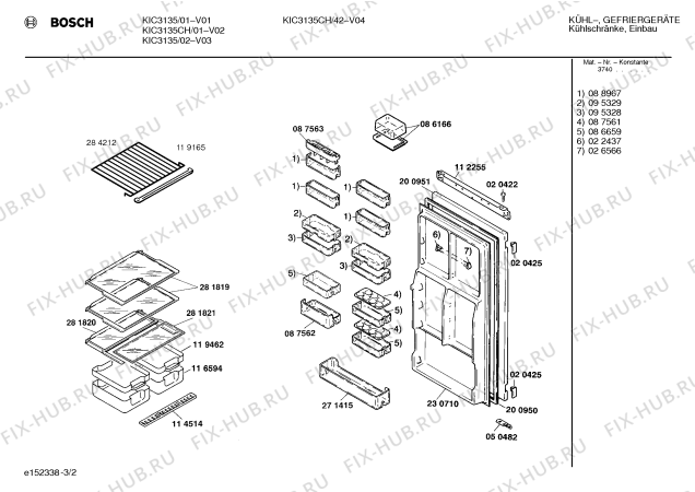 Взрыв-схема холодильника Bosch KIC3135CH - Схема узла 02