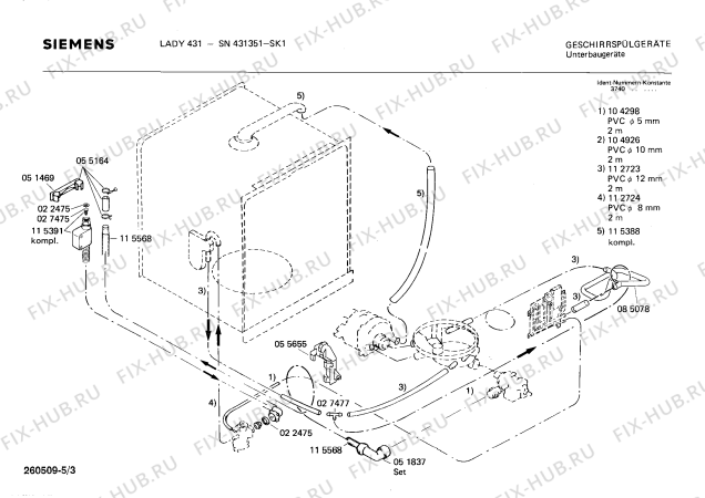 Взрыв-схема посудомоечной машины Siemens SN431351 - Схема узла 03