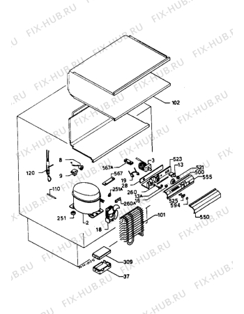 Взрыв-схема холодильника Electrolux EU1220U - Схема узла Cooling system 017