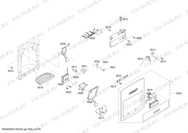 Схема №1 KBUDT4875E с изображением Затвор для посудомойки Bosch 00491905