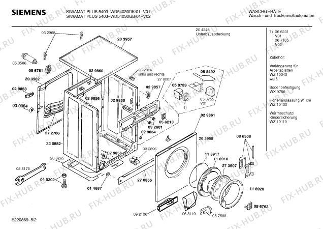 Схема №1 WD54030GB SIWAMAT PLUS 5403 с изображением Панель для стиралки Siemens 00287263
