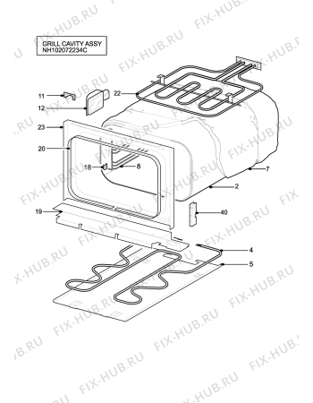 Взрыв-схема плиты (духовки) Tricity Bendix TBU750X - Схема узла H10 Grill cavity assy