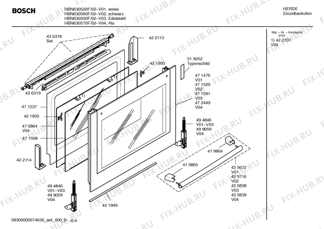 Схема №1 HBN630560F с изображением Панель управления для духового шкафа Bosch 00437979