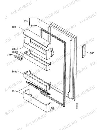 Взрыв-схема холодильника Zanussi ZFC2405 - Схема узла Door 003