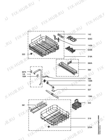 Взрыв-схема посудомоечной машины Arthurmartinelux ASF657 - Схема узла Baskets, tubes 061